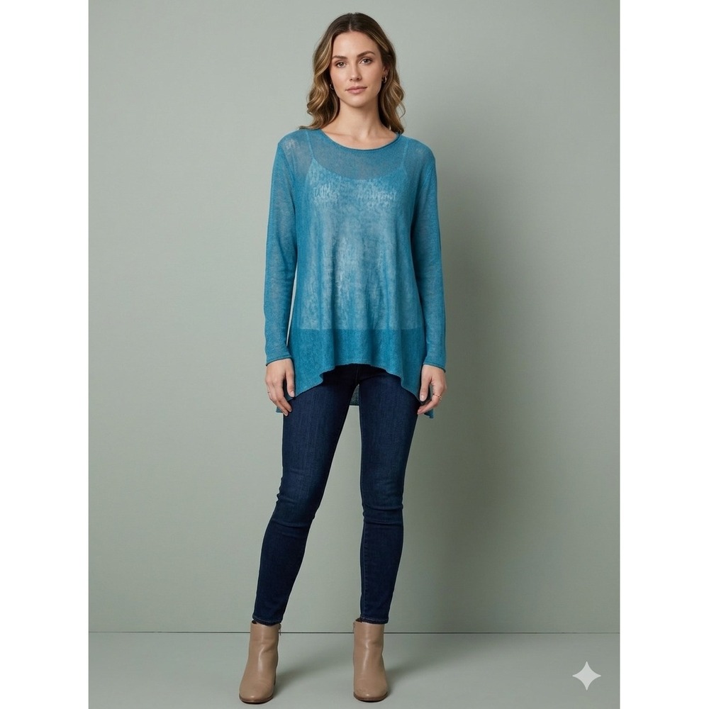 Eileen Fisher Linen Knit Tunic Women XS Sheer Lightweight Breezy Lagenlook Boho